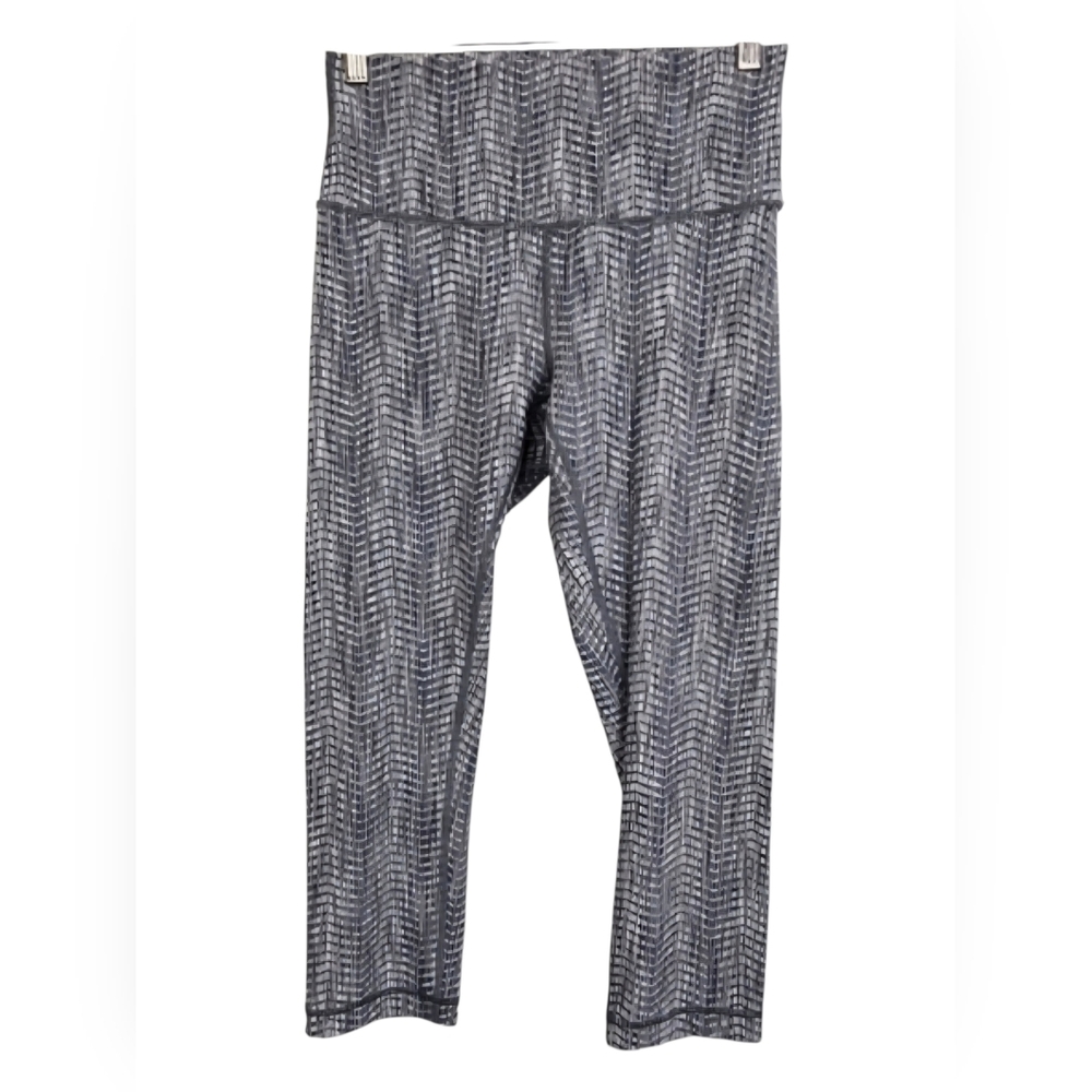 Lululemon Wunder Under Crop Leggings Sz 8 Gray High Rise Yoga Activewear Pants